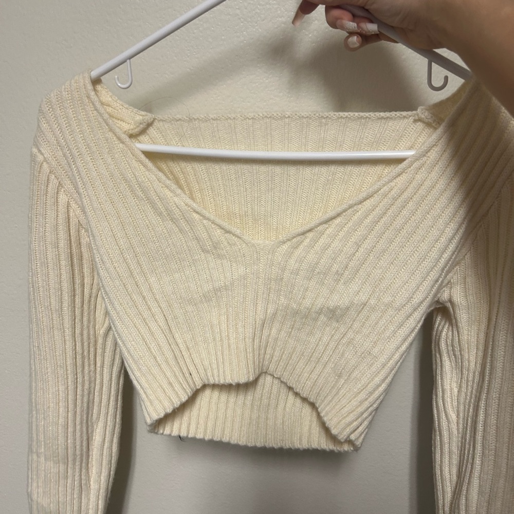 Beige soft crop top